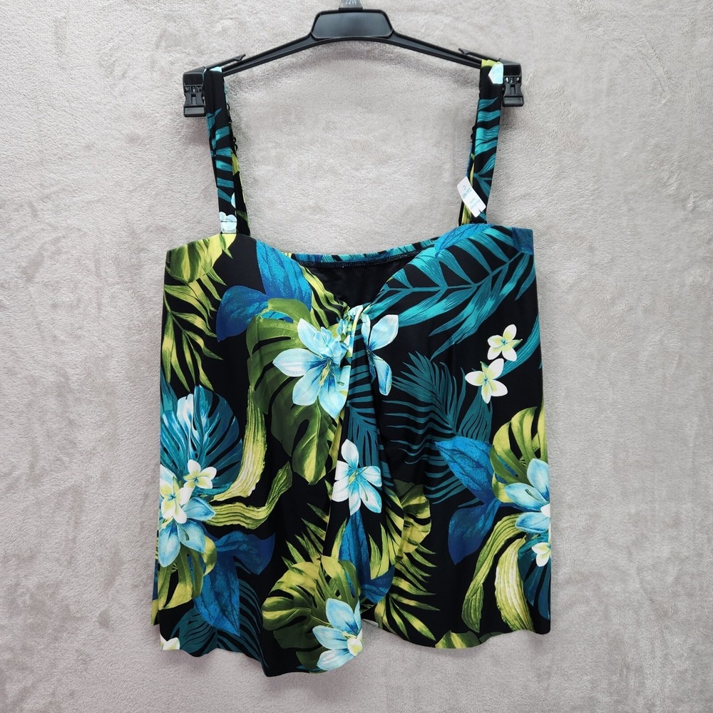 Coco Contours Tankini Top Size‎ 12 Bra 36D Tropical Swim Strapless Shapemaker